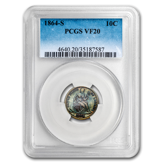 1864-S Liberty Seated Dime VF-20 PCGS 1864-S Liberty Seated Dime VF-20 PCGS